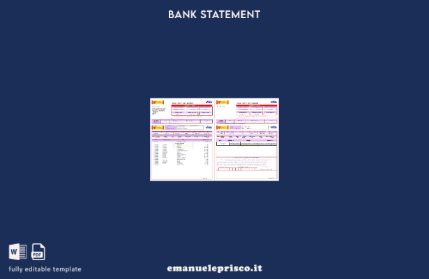 modello word delle pagine dell'estratto conto della carta di credito bancario US